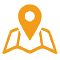 Narančasta ikona lokacije koja simbolizira precizno geografsko ciljanje radnika prema smještaju na Posao.eu mapi.