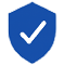 Plava ikona štita s kvačicom koja jamči sigurnost i verifikaciju svakog poslodavca na portalu.