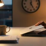 Radnik zatvara laptop tačno u 5 sati, simbolizirajući "Act Your Wage" trend i postavljanje granica između posla i privatnog života.